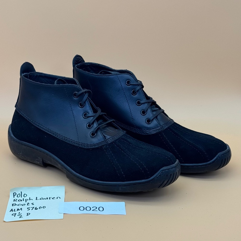 Polo Ralph Lauren Men's Black Suede Leather oslo all-weather Duck Boots Sz 9.5 D